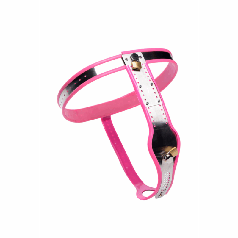 Roestvrijstalen Verstelbare Vrouwen Kinky Chastity Belt - Roze - Image 5