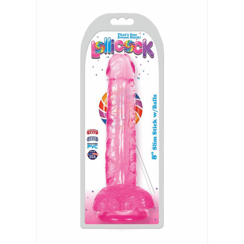 Slim Stick Cherry Ice - Dildo met ballen - 8 / 20,5 cm - Image 2