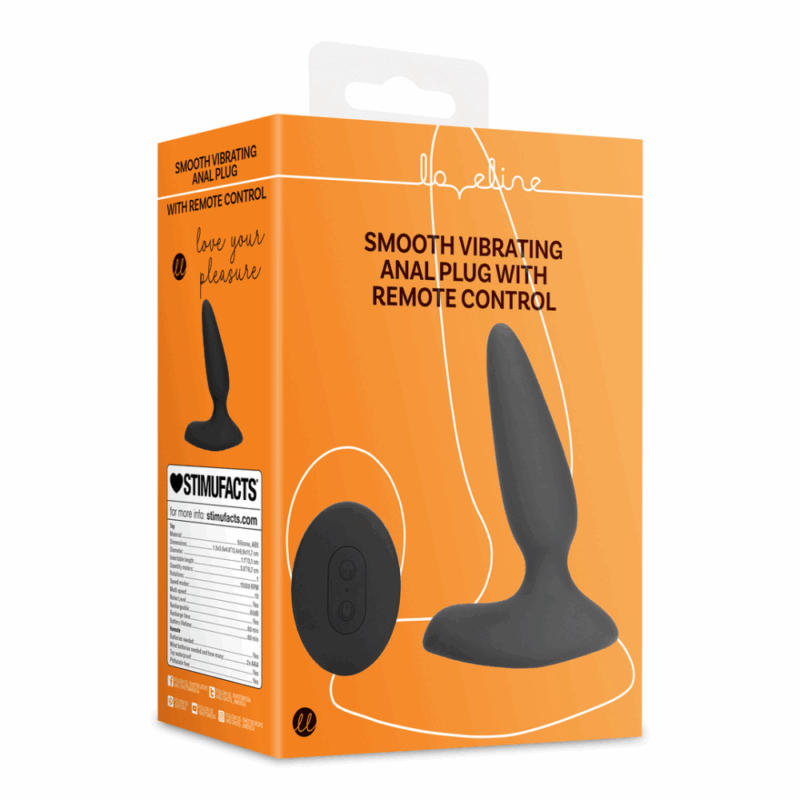 Glad Vibrerende Anale Plug met Afstandsbediening - Drop Black - Image 5