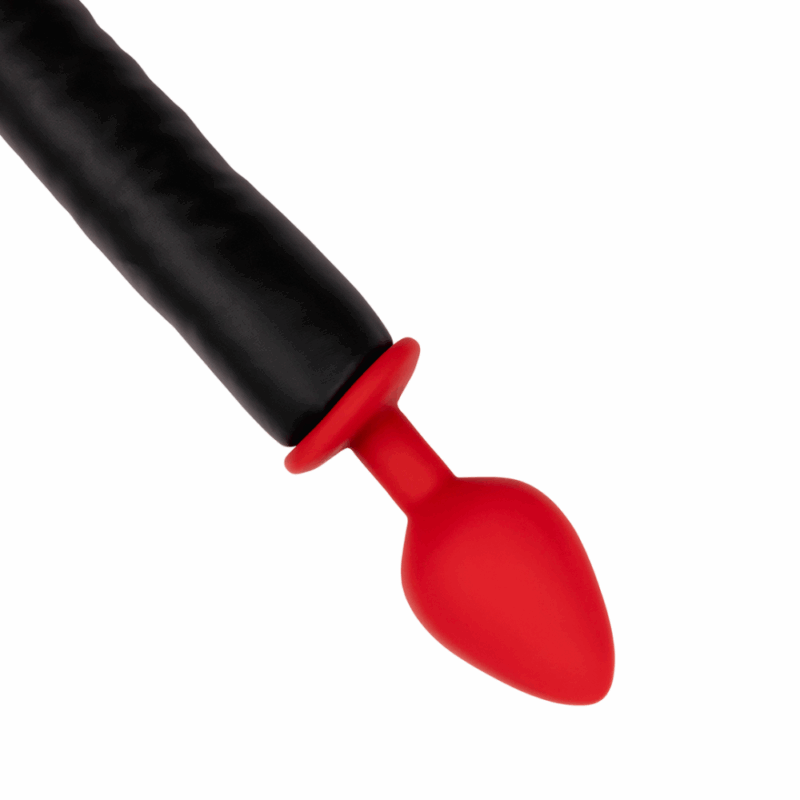 Siliconen Anale Plug Duivelsstaart - Zwart/Rood - Image 3