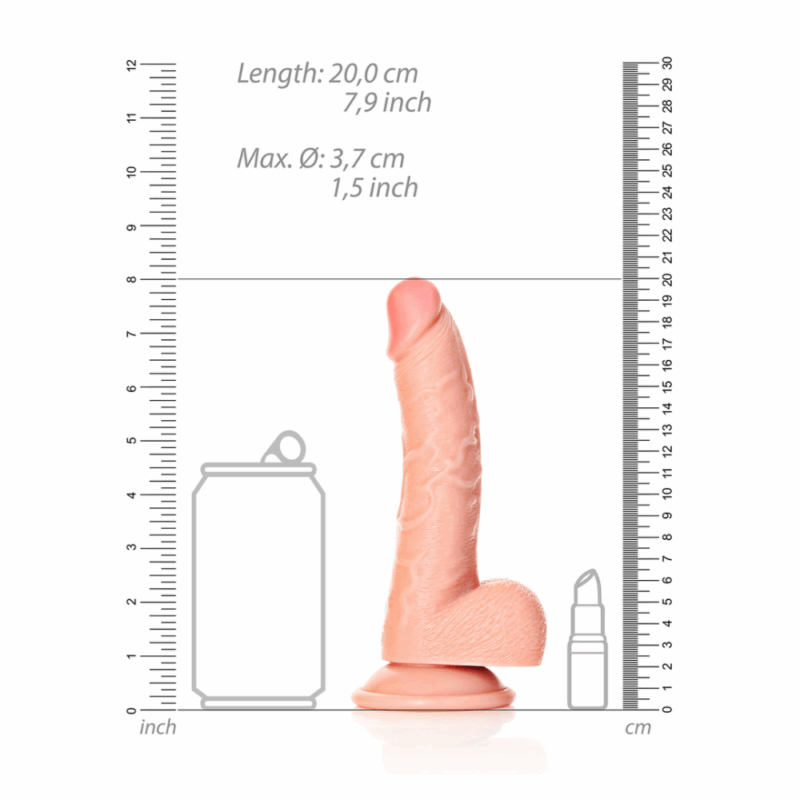 Gebogen Realistische Dildo met Ballen en Zuignap - 7 / 18 cm - Image 4