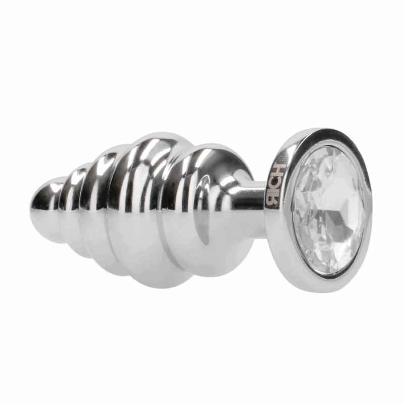 Ribbed Diamond Plug - 2.8 / 7 cm - Silver - Image 3