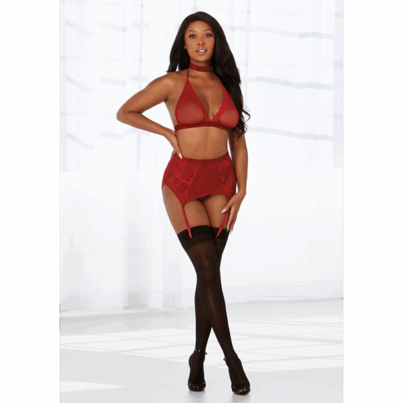 Fishnet and Lace 4 Piece Set - One Size - Image 3
