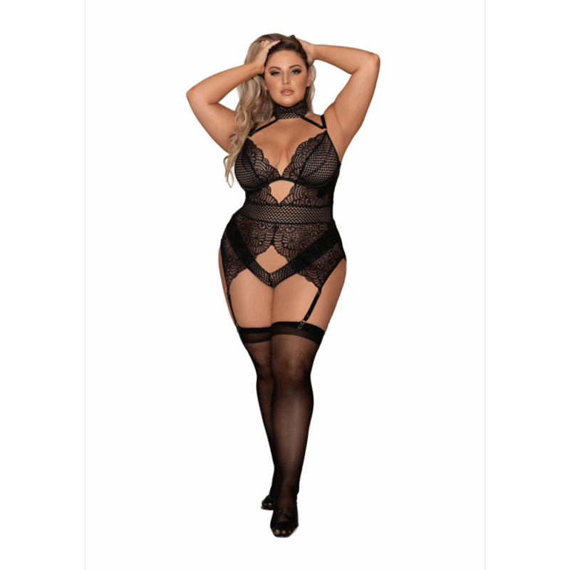 Lace Garter Teddy - Plus size