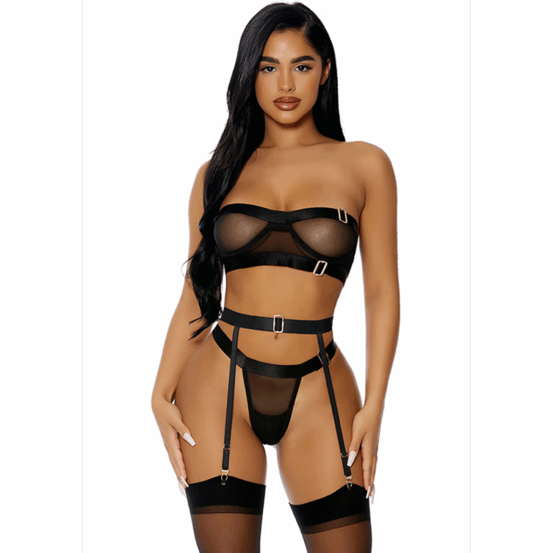 Good As Gold Lingerie Set - Black/Red - Image 2