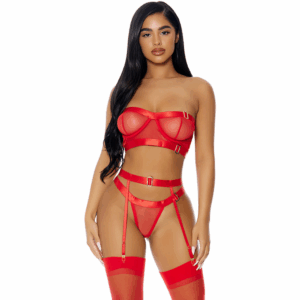 Good As Gold Lingerie Set - Black/Red