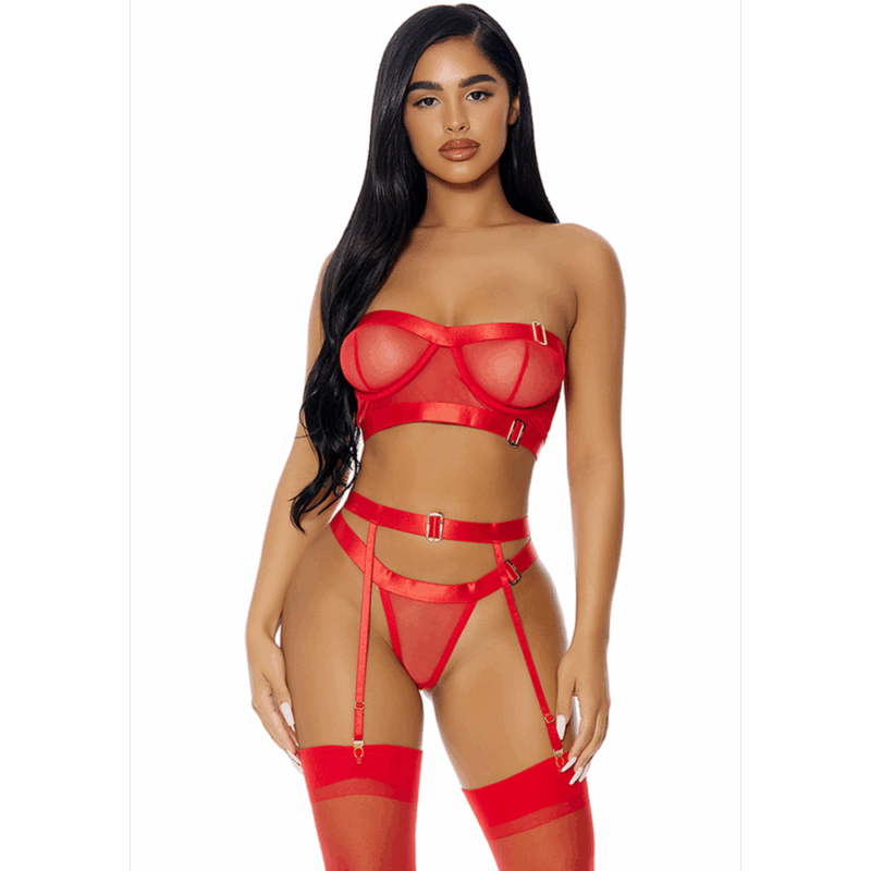 Good As Gold Lingerie Set - Black/Red - Image 4