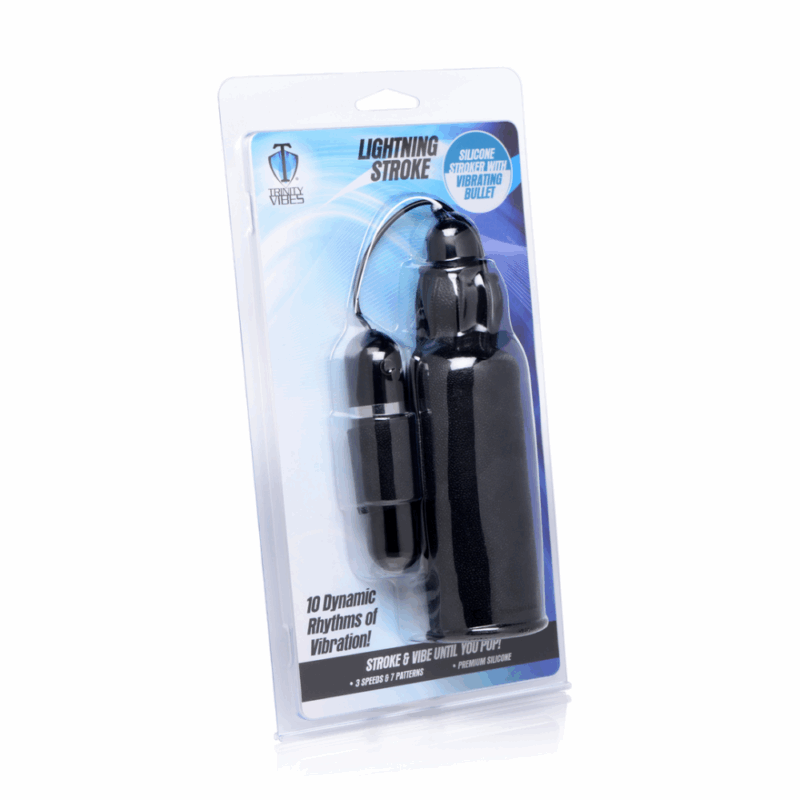 Lightning Stroke - Siliconen Stroker met Vibrerende Bullet - Afbeelding 6