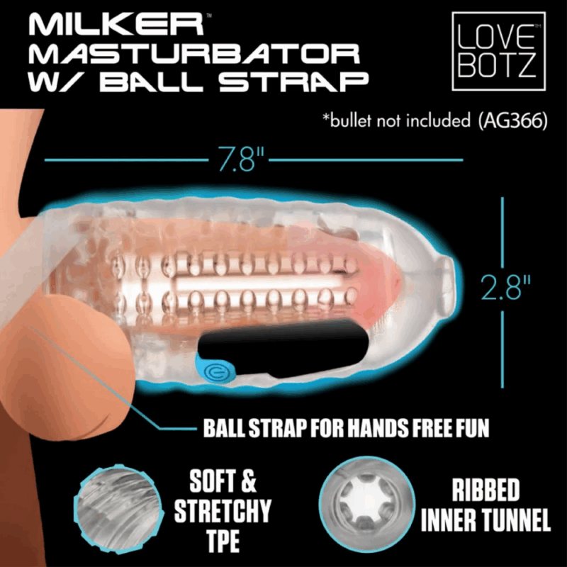 Melker TPE Masturbator met Ball Strap - Doorzichtig - Image 2
