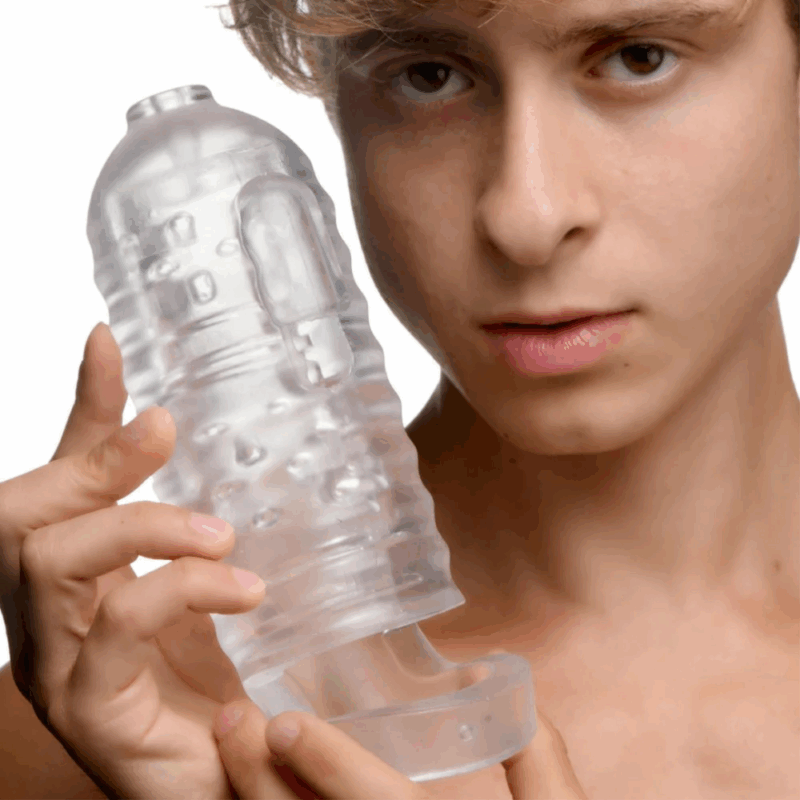 Melker TPE Masturbator met Ball Strap - Doorzichtig - Image 3