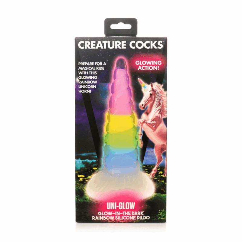 UniGlow - Glow-in-the-Dark Regenboog Siliconen Dildo - Image 2