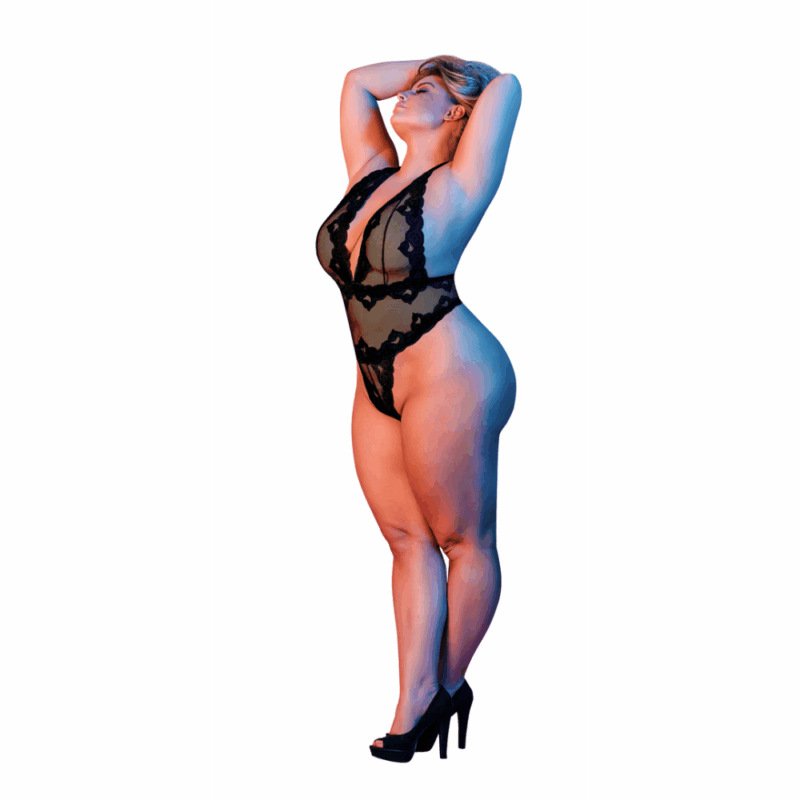 Deep Look Halter Teddy - 2X - Zwart