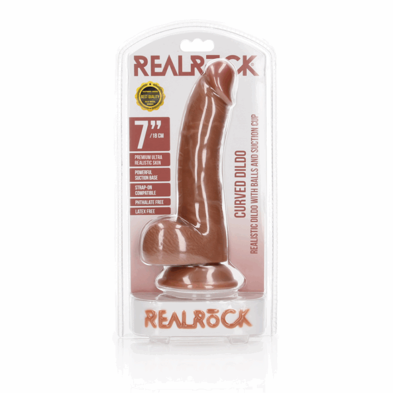 Gebogen Realistische Dildo met Ballen en Zuignap - 7 / 18 cm - Image 5