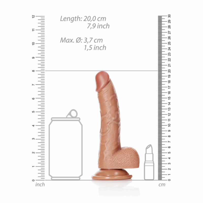 Gebogen Realistische Dildo met Ballen en Zuignap - 7 / 18 cm - Image 4
