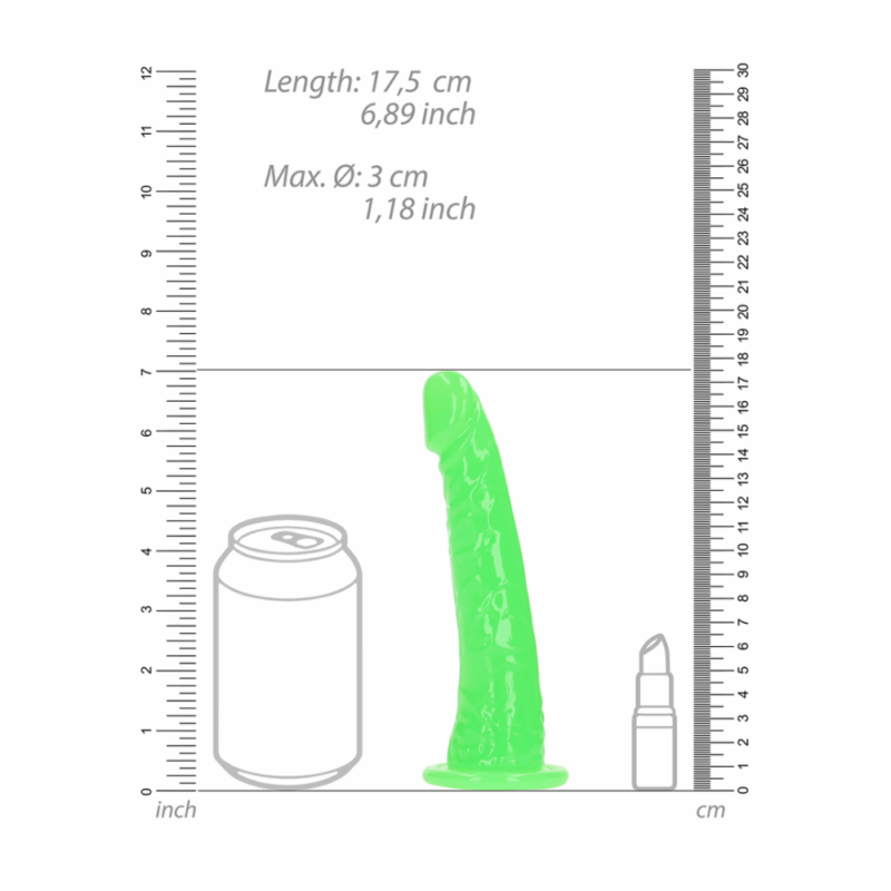 Slanke Realistische Dildo met Zuignap - Glow in the Dark - 6'' / 15,5 cm - Image 4