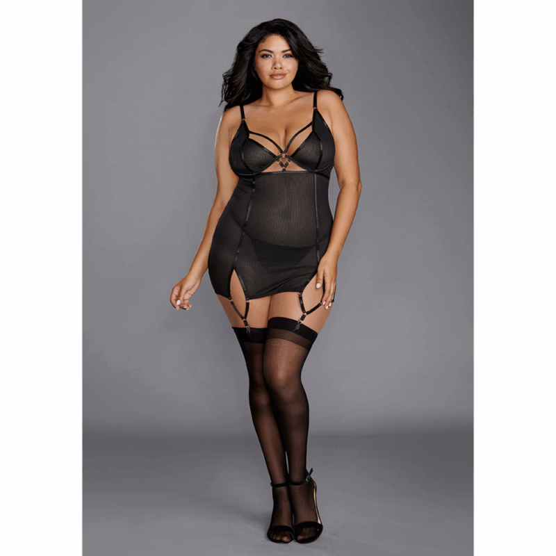 Visnet Textuur Power Mesh Garter Slip - 2X - Image 3