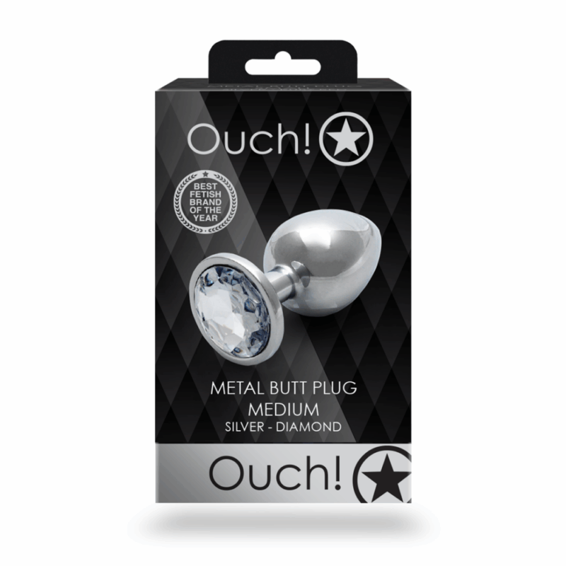 Ronde Gem Butt Plug - Medium - Zilver/Diamant - Image 2