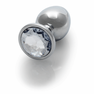 Ronde Gem Butt Plug - Medium - Zilver/Diamant