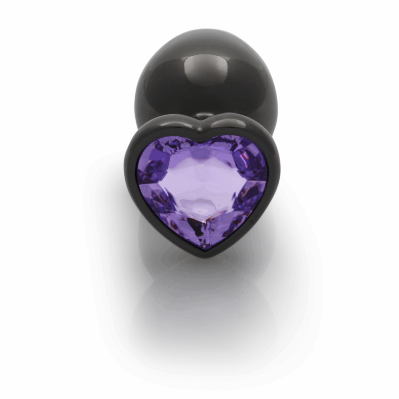 Heart Gem Butt Plug - Large - Gunmetal/Amethyst Paars - Image 4