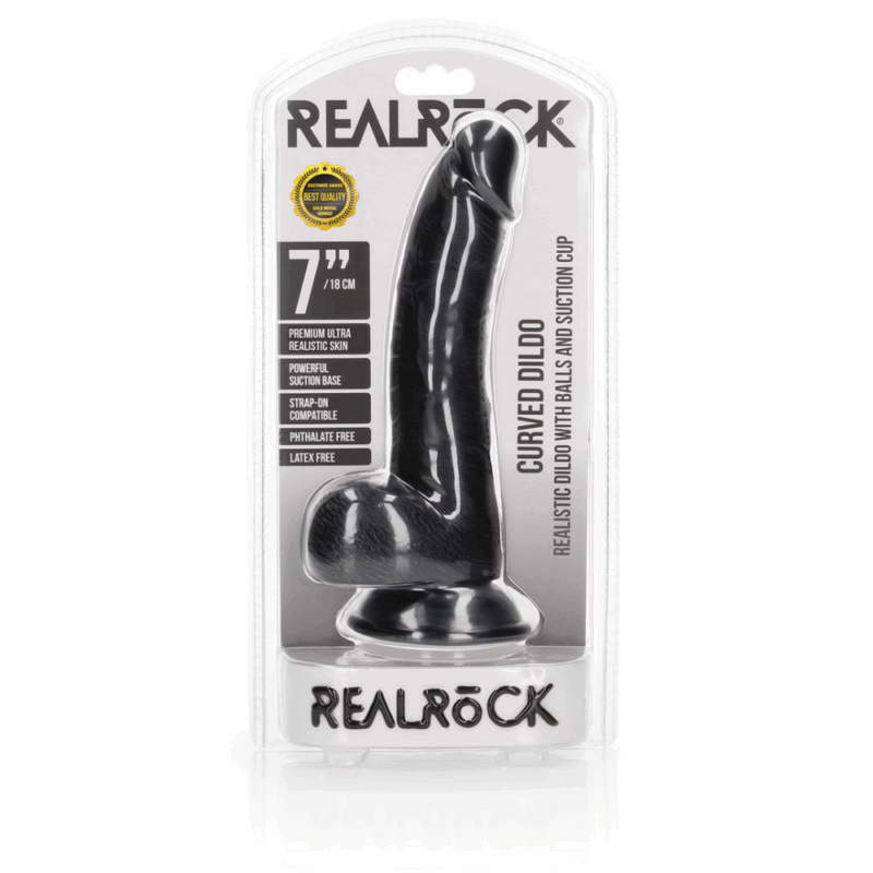Gebogen Realistische Dildo met Ballen en Zuignap - 7 / 18 cm - Image 5