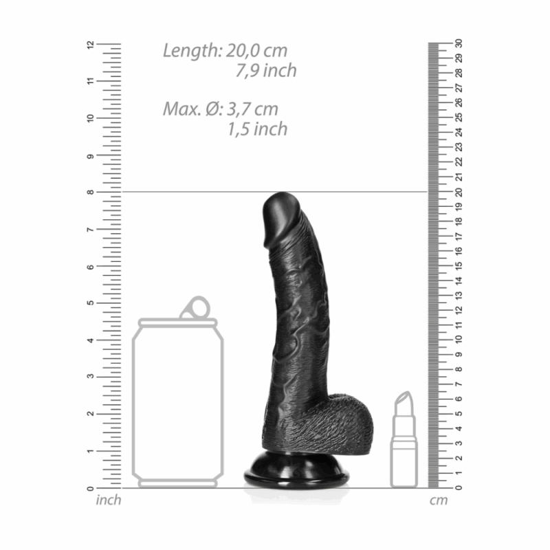Gebogen Realistische Dildo met Ballen en Zuignap - 7 / 18 cm - Image 4