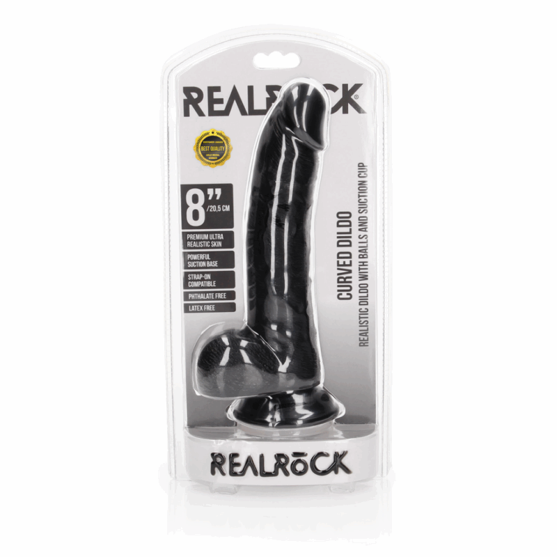 Gekromde Realistische Dildo met Ballen en Zuignap - 8 / 20,5 cm - Image 5