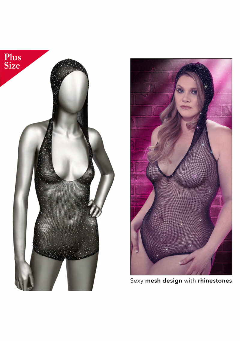 CalExotics Radiance Plus Size Hooded Deep V Body Suit - Image 5
