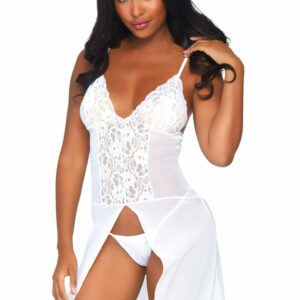 Leg Avenue Mesh, lace high slit maxidress