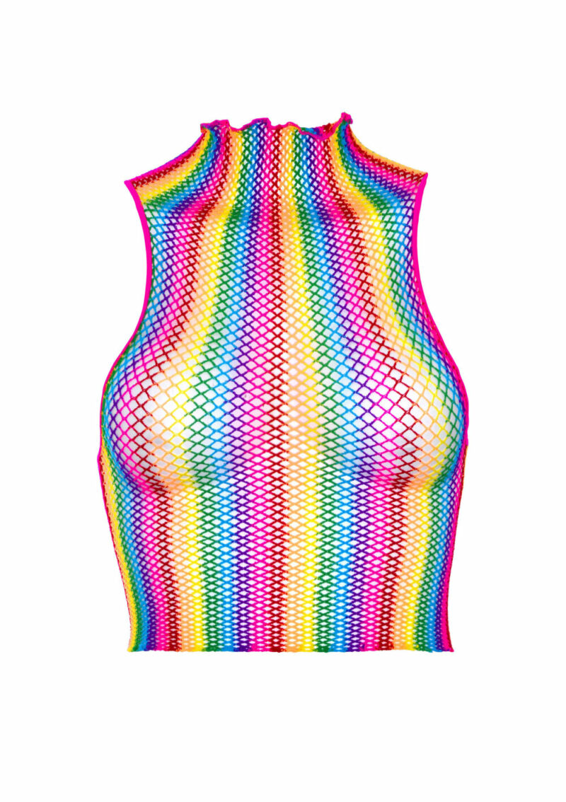 Leg Avenue Rainbow net high neck crop top - Image 4