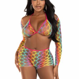 Leg Avenue Rainbow top, shrug & shorts