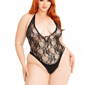 Leg Avenue Floral lace deep-V teddy +
