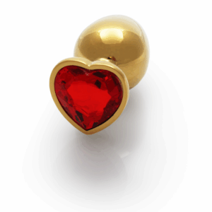 Hart Edelhart Buttplug - Groot - Goud/Ruby Rood