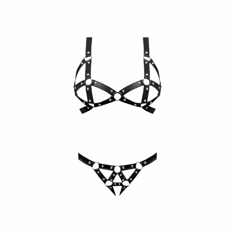 Concordia - Sexy Imitatie Leren Bh en Slip met Studs - L/XL - Image 3