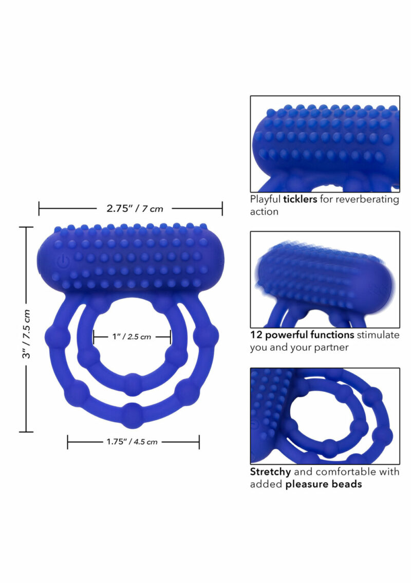 CalExotics Silicone Rechargeable 10 Bead Maximus Ring - Afbeelding 3