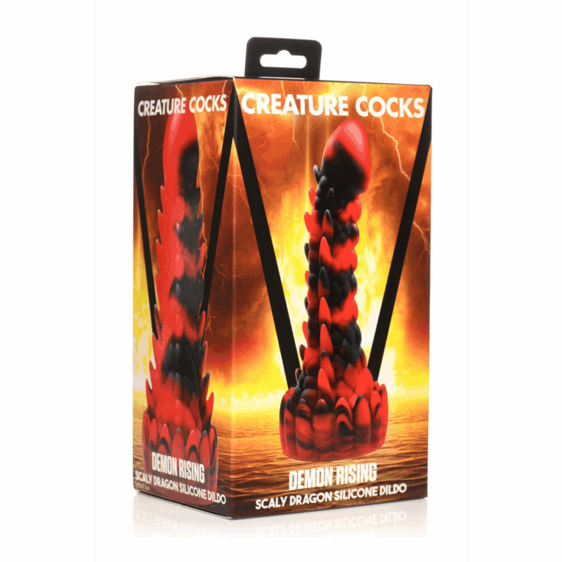 Demon Rising - Schubben Draak Siliconen Dildo - Rood/Zwart - Afbeelding 2