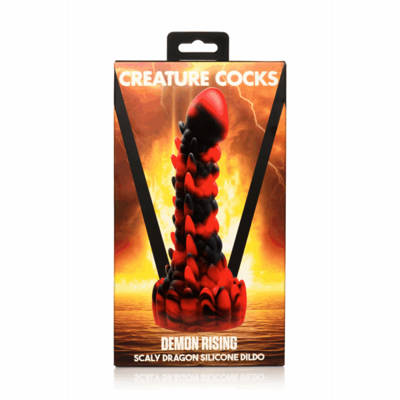 Demon Rising - Schubben Draak Siliconen Dildo - Rood/Zwart - Afbeelding 3