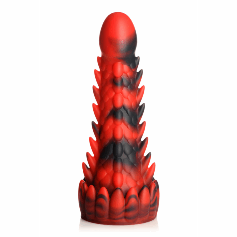 Demon Rising - Schubben Draak Siliconen Dildo - Rood/Zwart - Afbeelding 4