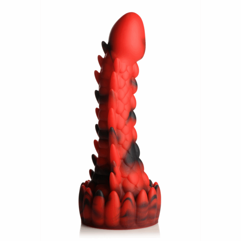 Demon Rising - Schubben Draak Siliconen Dildo - Rood/Zwart - Afbeelding 5