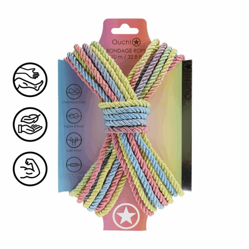 Polyester Bondage Touw - 10 m - Multicolor Pastel - Image 2