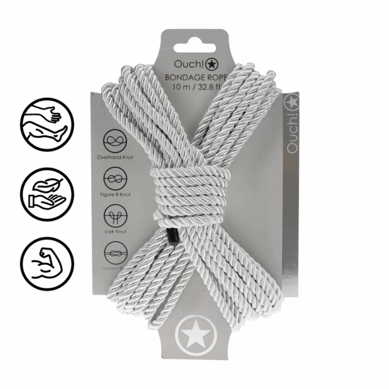Polyester Bondage Touw - 10 m / 32,8 ft - Zilver - Image 2