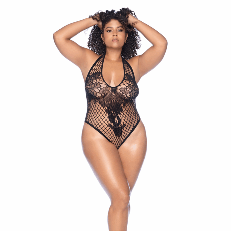 Zwarte Bloemen Bodystocking