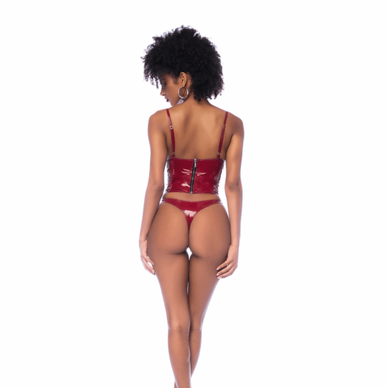 Vinyl Bustier Set Rood - Afbeelding 2