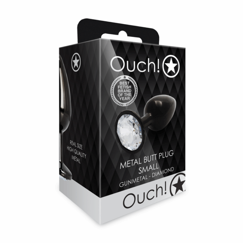 Ronde Gem Butt Plug - Klein - Gunmetal/Diamant - Afbeelding 2
