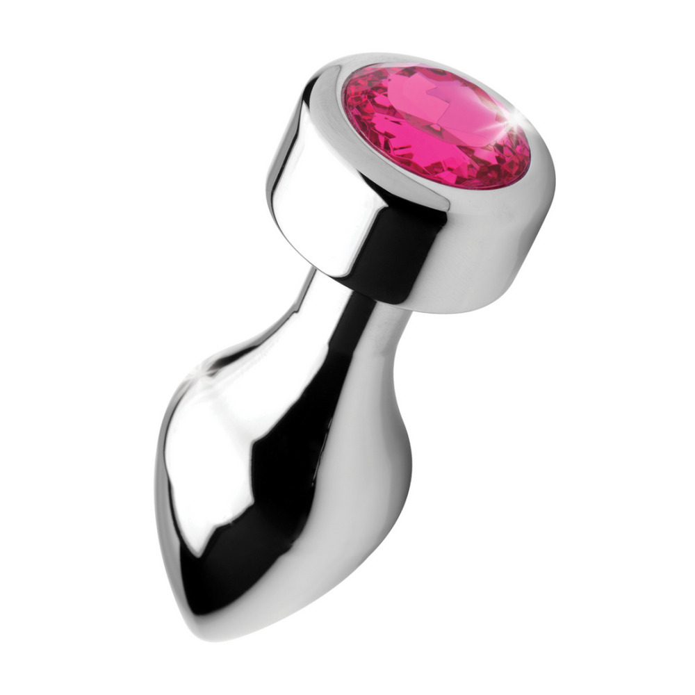 Aluminum weighted plug met roze gemstone – perfect voor diepe anale stimulatie