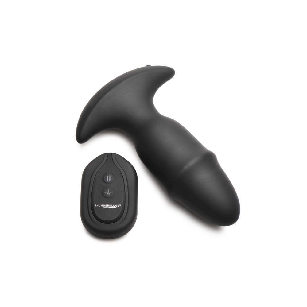 Zwarte sliding silicone buttplug met vibratie en afstandsbediening – IPX5 waterbestendig