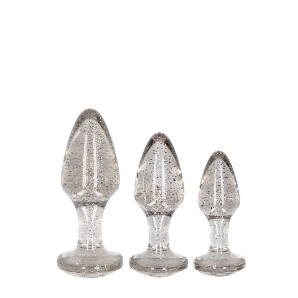 Acryl buttplug set in drie maten – glanzend, comfortabel en makkelijk in te brengen