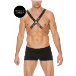 Heren harnas van leer en roestvrij staal met kettingen – ideaal voor dominant BDSM-spel