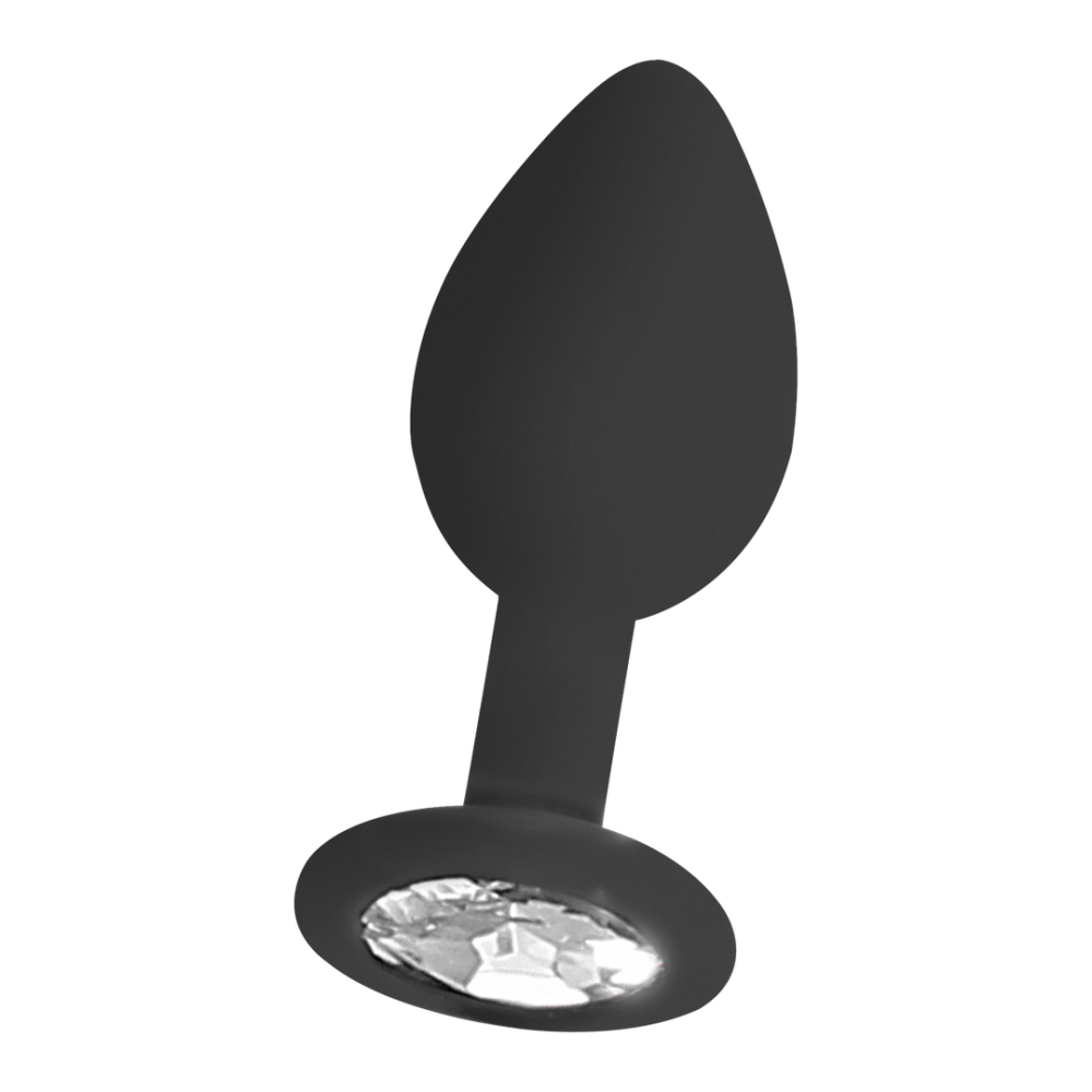 Zwarte siliconen buttplug met diamantvormige basis – anatomisch gevormde anal plug