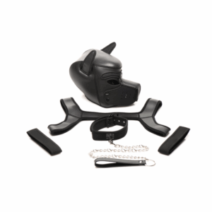 Neopreen puppy play set met kap, harnas en accessoires – ideaal voor BDSM roleplay