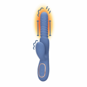 Blue Nova rabbit vibrator – duwende schacht, roterende kralen en verwarming voor intense stimulatie